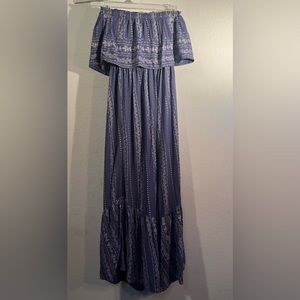 JAPNA BLUE WHITE FLORAL BOHO FLARE LEG ROMPER SLEEVELESS JUMPER SIZE XS PREOWNED